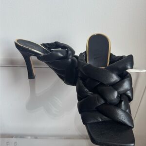 Zara black heeled slip on heels